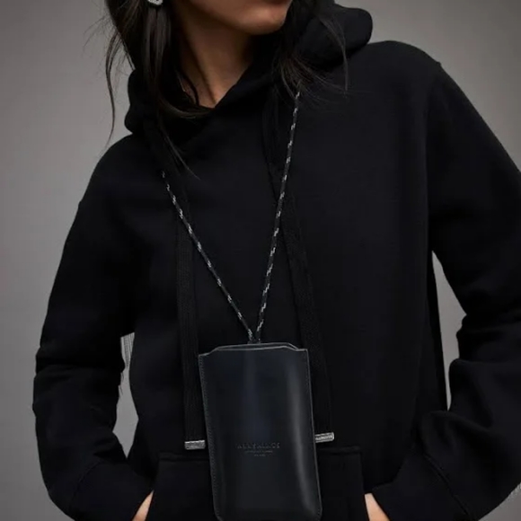 All Saints Cybelle Leather Phone Holder on a Lanyard - Picture 2 of 6